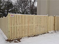 <b>Pressure Treated Board & Board Privacy Fence with Concave Dip and a single walk gate with convex arch 2</b>